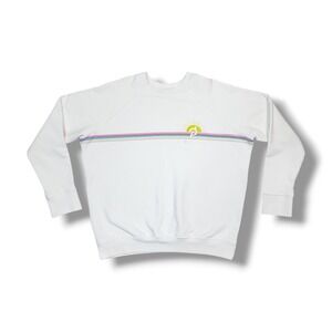 Spiritual Gangster x Peloton Rainbow/Gold Spellout White Sweatshirt Women's XL